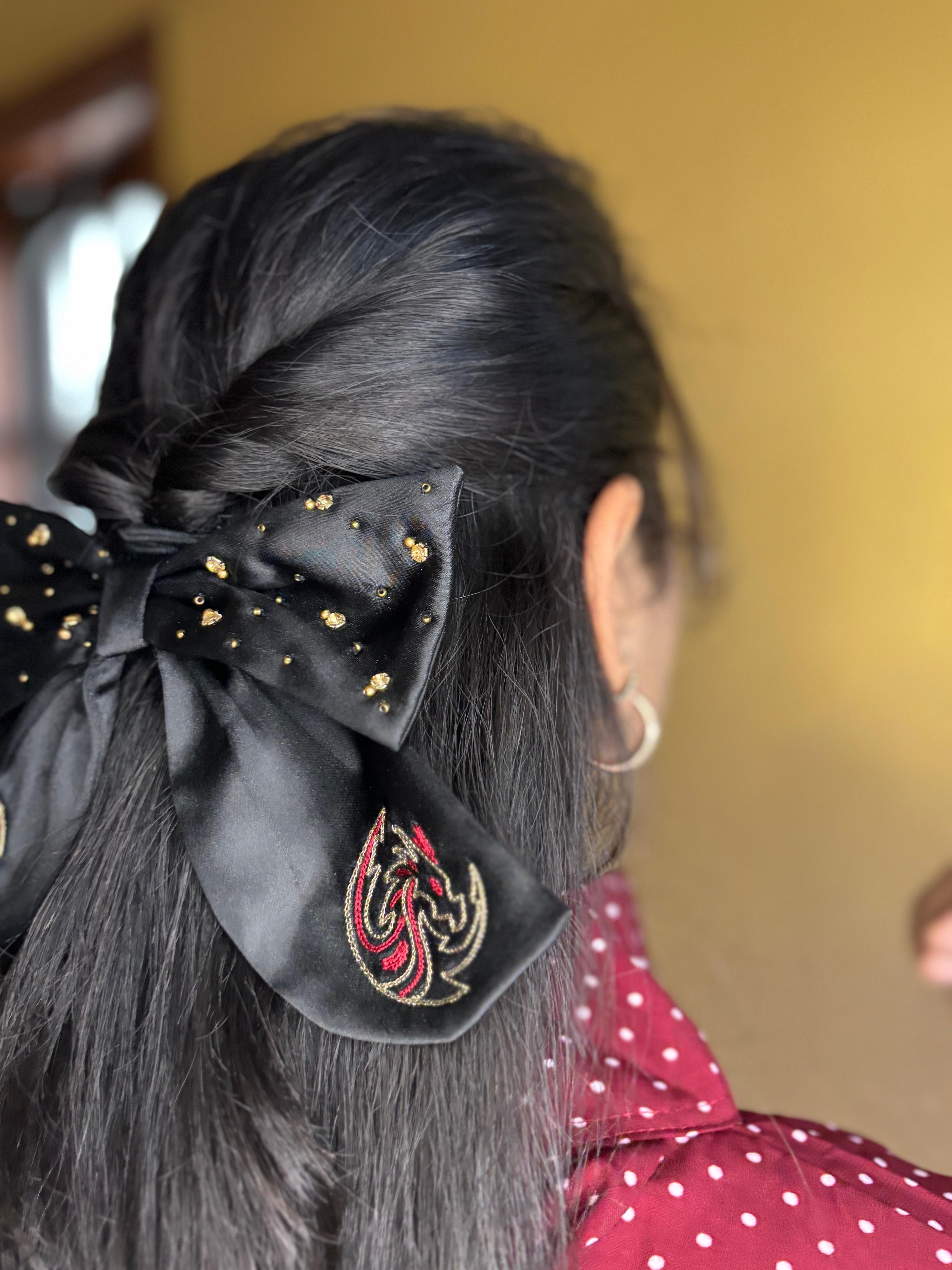 Dragon hair Bow clip black - Thumbnail 2