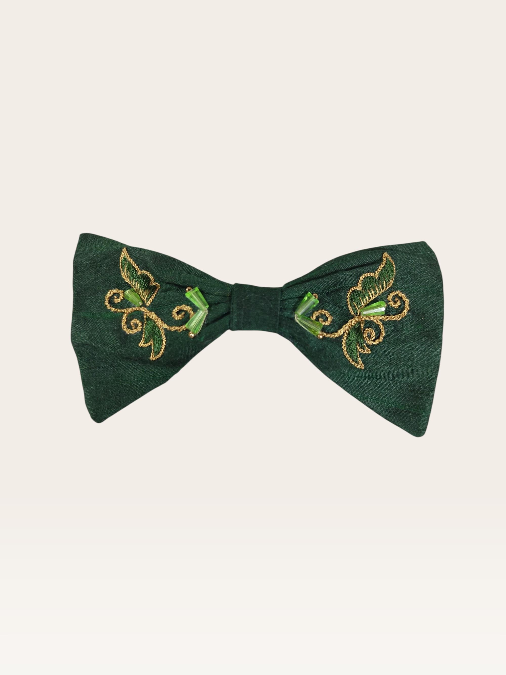 Emerald Ivy bow hair clip - Image 1