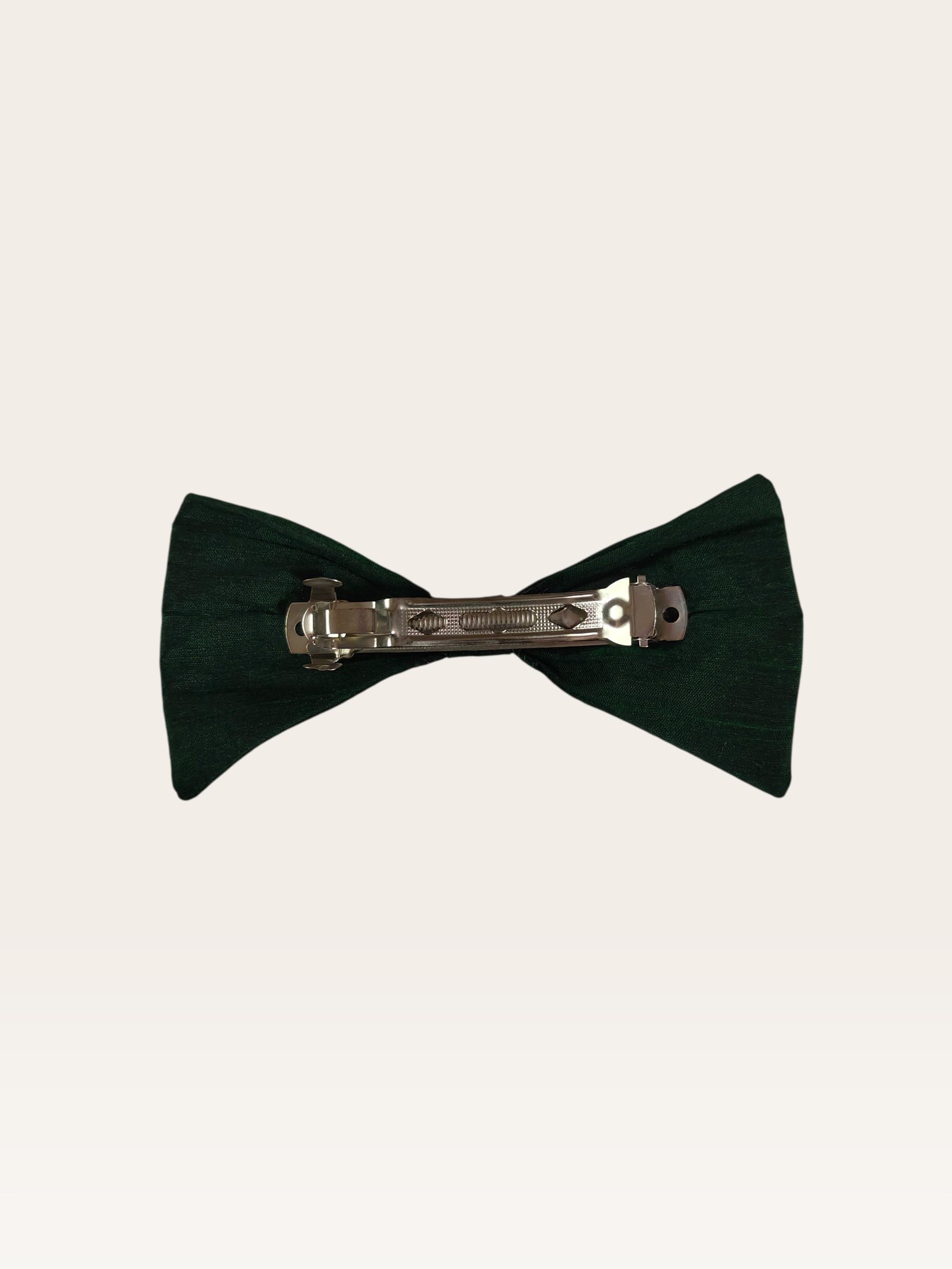 Emerald Ivy bow hair clip - Thumbnail 2