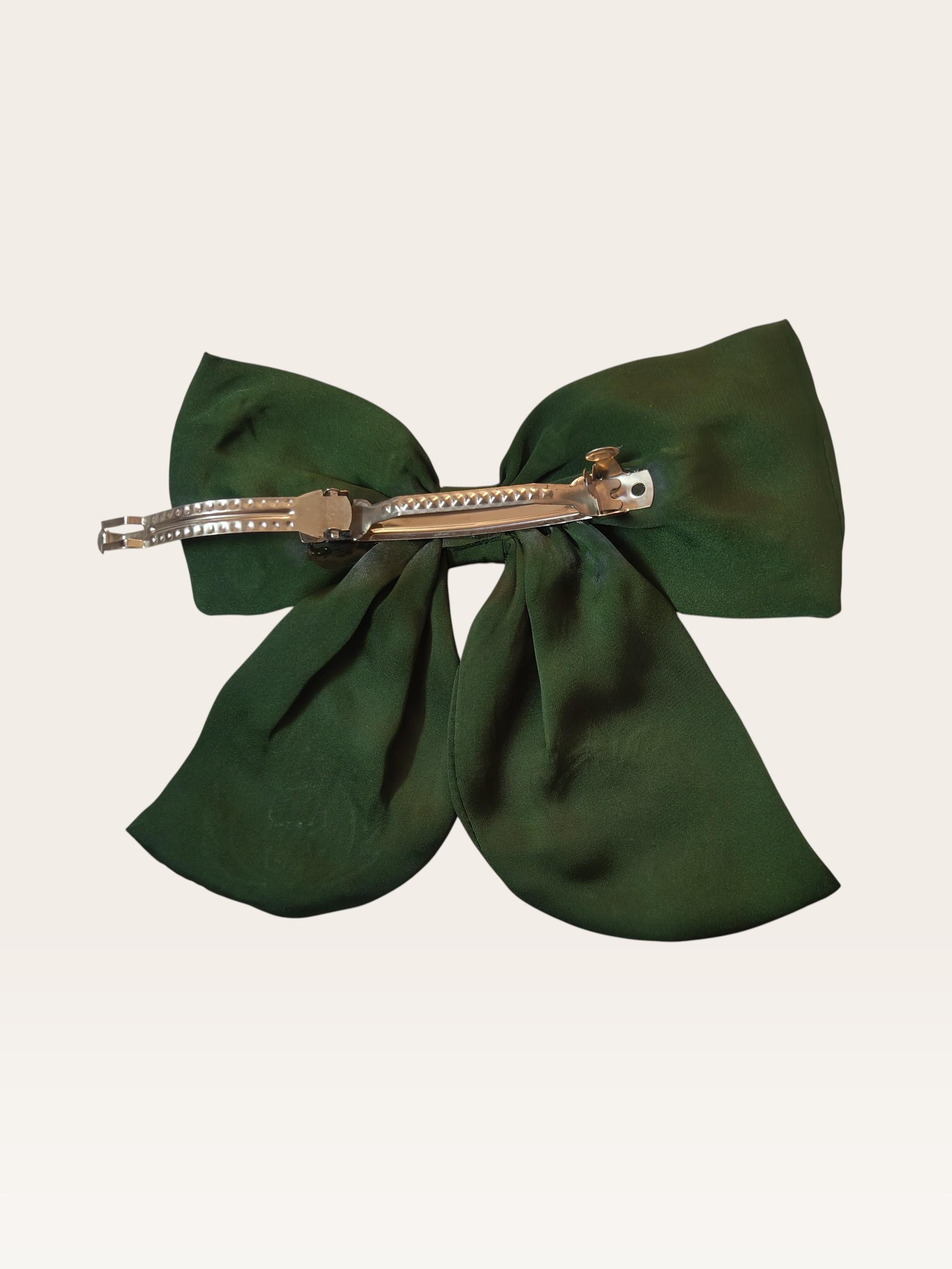 Silky green vintage bow clip - Thumbnail 3