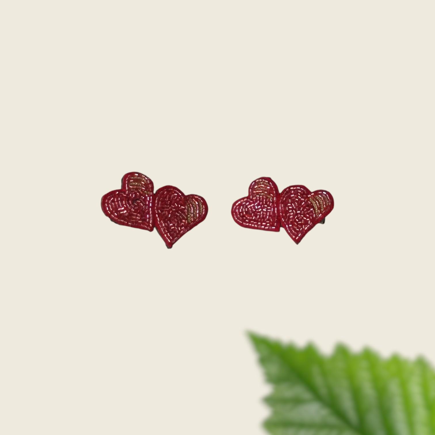 Handcrafted Red dual heart hair clip - Image 1