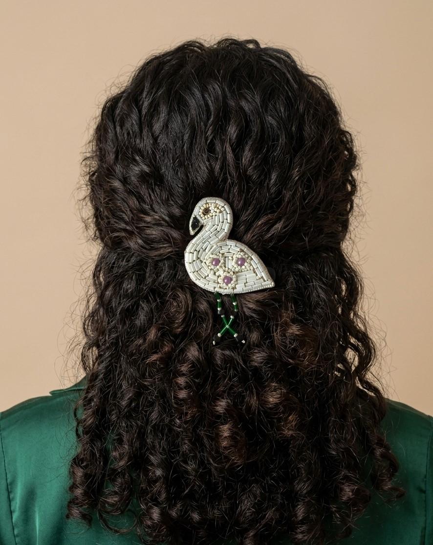 White Flamingo Hair Clip - Image 1